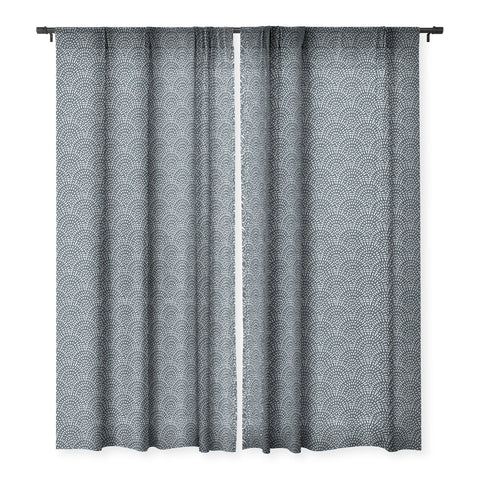 CoastL Studio Boho Deco Fan Navy Sheer Window Curtain