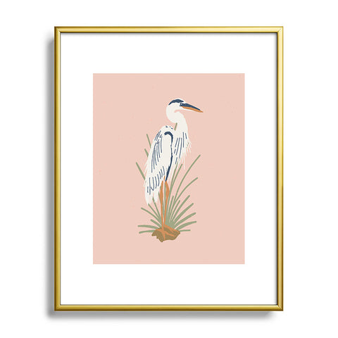 CoastL Studio Crane Peach Metal Framed Art Print