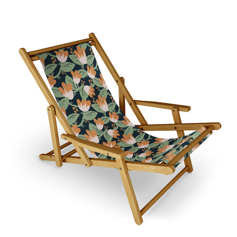 CoastL Studio Floral Vines Navy Sling Chair