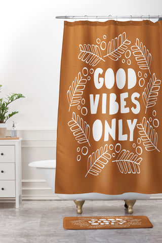 CoastL Studio Good Vibes Only Copper Shower Curtain And Mat