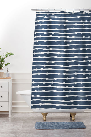 CoastL Studio Khipu Classic Blue Shower Curtain And Mat