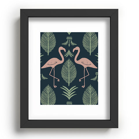 CoastL Studio Palm Flamingos Navy Recessed Framing Rectangle