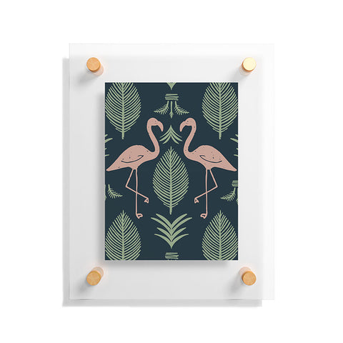 CoastL Studio Palm Flamingos Navy Floating Acrylic Print