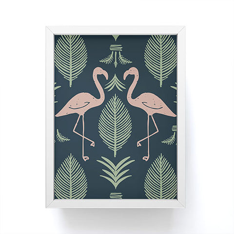 CoastL Studio Palm Flamingos Navy Framed Mini Art Print