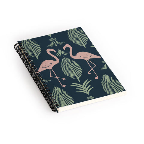 CoastL Studio Palm Flamingos Navy Spiral Notebook