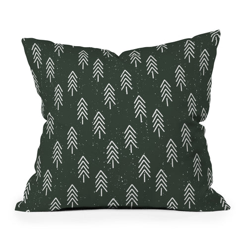 CoastL Studio Pine Trees Olive Throw Pillow
