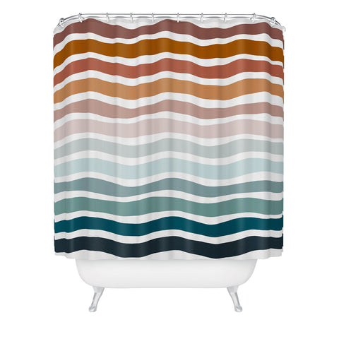 CoastL Studio Rainbow Waves Shower Curtain