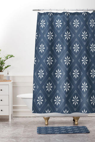 CoastL Studio Scandinavian Classic Blue Shower Curtain And Mat