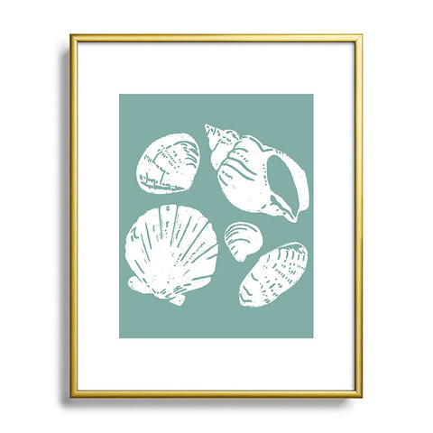 CoastL Studio Shells Teal Metal Framed Art Print
