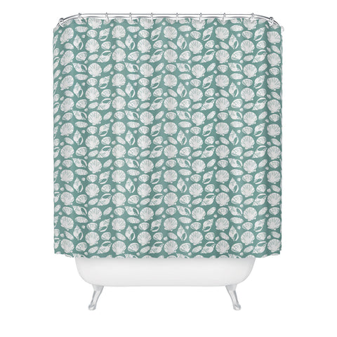 CoastL Studio Shells Teal Shower Curtain
