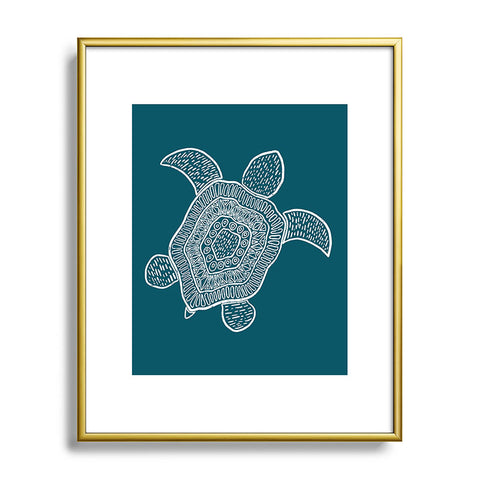 CoastL Studio Tropical Turtle Lagoon Blue Metal Framed Art Print