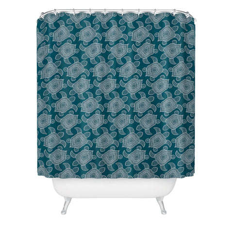 CoastL Studio Tropical Turtle Lagoon Blue Shower Curtain