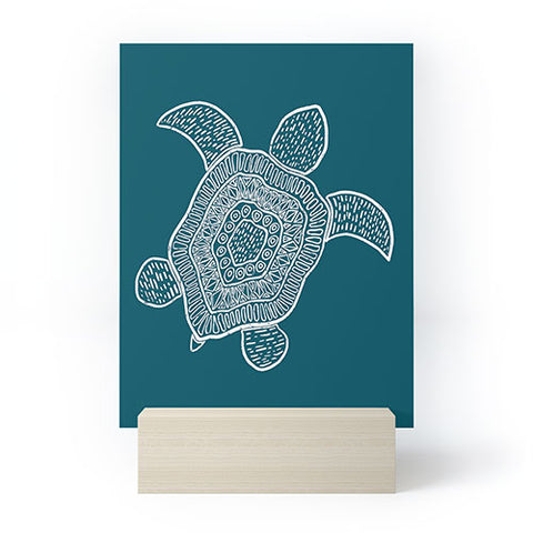 CoastL Studio Tropical Turtle Lagoon Blue Mini Art Print