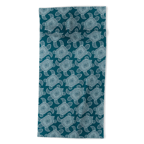 CoastL Studio Tropical Turtle Lagoon Blue Beach Towel