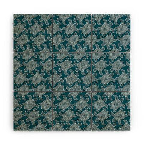 CoastL Studio Tropical Turtle Lagoon Blue Wood Wall Mural