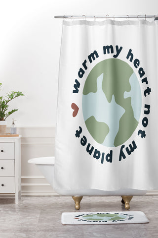 CoastL Studio Warm my heart not my planet Shower Curtain And Mat