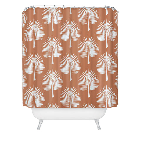CoastL Studio Wide Palm Terra Cotta Shower Curtain