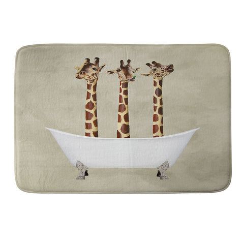 Coco de Paris 3 giraffes in bathtub Memory Foam Bath Mat