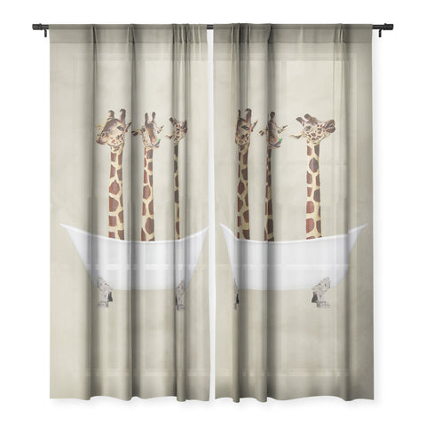 Coco de Paris 3 giraffes in bathtub Sheer Non Repeat