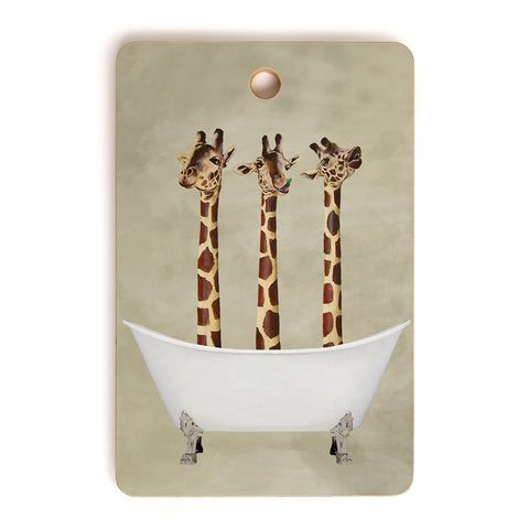 Coco de Paris 3 giraffes in bathtub Cutting Board Rectangle
