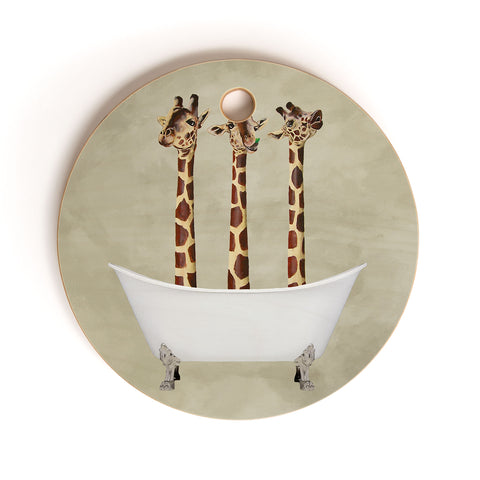 Coco de Paris 3 giraffes in bathtub Cutting Board Round