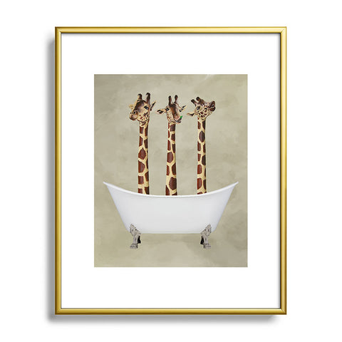Coco de Paris 3 giraffes in bathtub Metal Framed Art Print