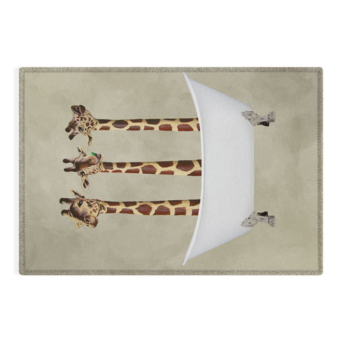 Coco de Paris 3 giraffes in bathtub Outdoor Rug
