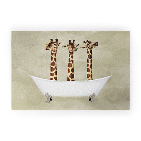 Coco de Paris 3 giraffes in bathtub Welcome Mat
