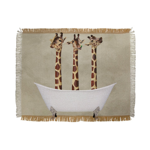 Coco de Paris 3 giraffes in bathtub Throw Blanket