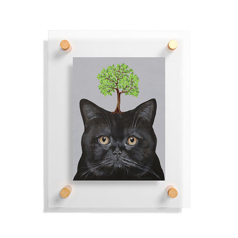 Coco de Paris A black cat with a tree Floating Acrylic Print
