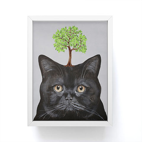 Coco de Paris A black cat with a tree Framed Mini Art Print