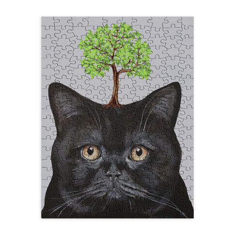 Coco de Paris A black cat with a tree Puzzle