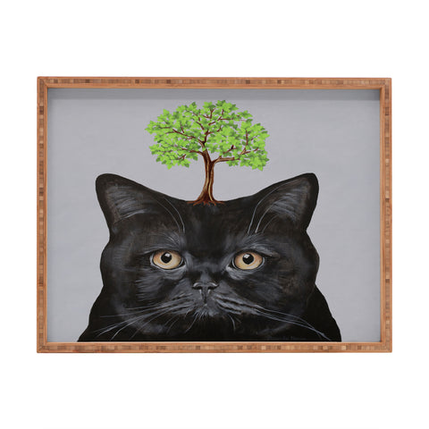 Coco de Paris A black cat with a tree Rectangular Tray