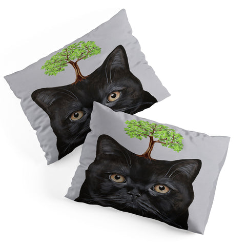 Coco de Paris A black cat with a tree Pillow Shams