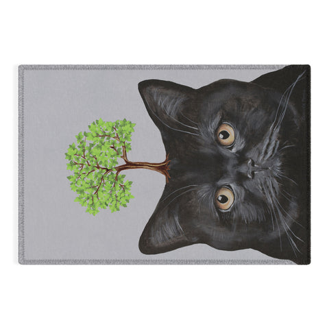 Coco de Paris A black cat with a tree Outdoor Rug