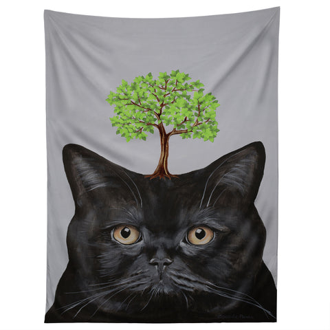 Coco de Paris A black cat with a tree Tapestry