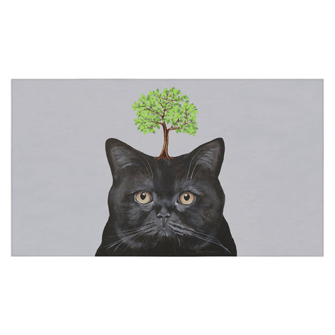 Coco de Paris A black cat with a tree Tablecloth
