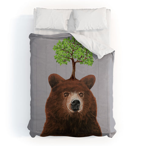 Coco de Paris A brown bear with a tree Comforter