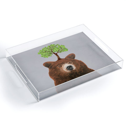 Coco de Paris A brown bear with a tree Acrylic Tray