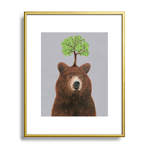 Coco de Paris A brown bear with a tree Metal Framed Art Print