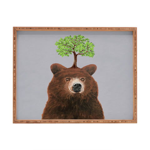 Coco de Paris A brown bear with a tree Rectangular Tray