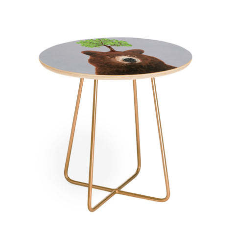 Coco de Paris A brown bear with a tree Round Side Table