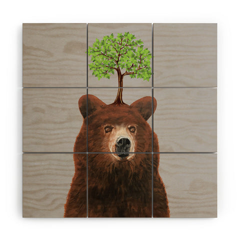 Coco de Paris A brown bear with a tree Wood Wall Mural
