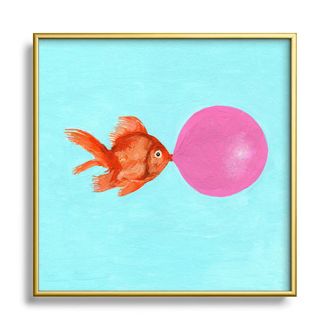 Coco de Paris A bubblegum goldfish Square Metal Framed Art Print