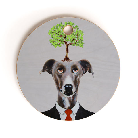 Coco de Paris A greyhound with a tree Cutting Board Round