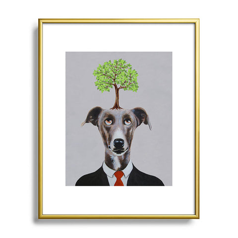 Coco de Paris A greyhound with a tree Metal Framed Art Print
