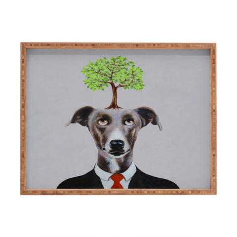 Coco de Paris A greyhound with a tree Rectangular Tray