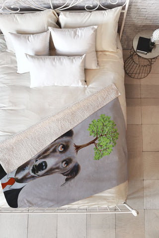Coco de Paris A greyhound with a tree Fleece Throw Blanket