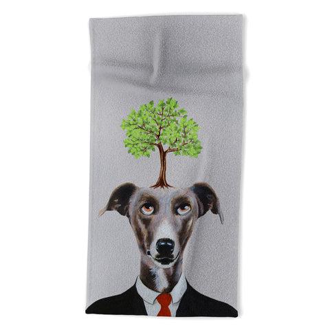 Coco de Paris A greyhound with a tree Beach Towel