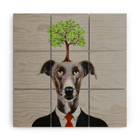Coco de Paris A greyhound with a tree Wood Wall Mural